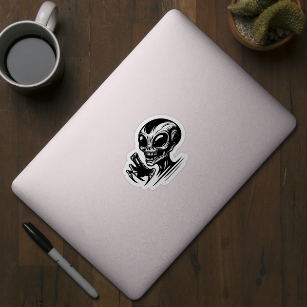 Creepy Alien Skull – Weird Horror Sci-Fi Monster Design by MakerMind8.2